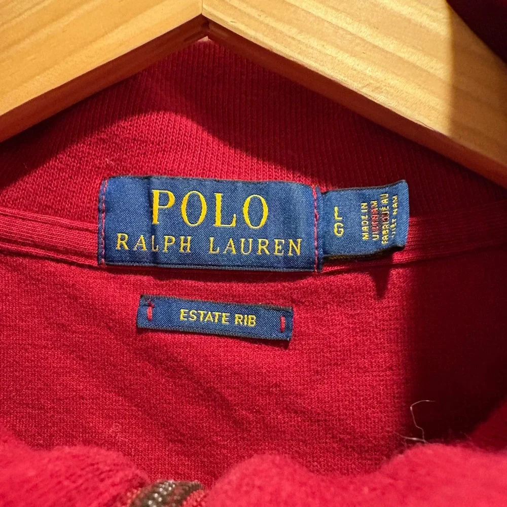 Polo Ralph Lauren Men Estate Rib Quarter 1/4 Zip Pullover Sweater Burgundy Red L